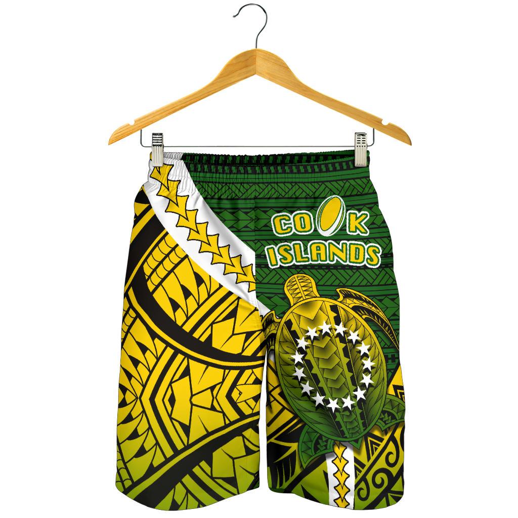 Cook Islands Men Shorts Style Turtle Rugby Green - Polynesian Pride