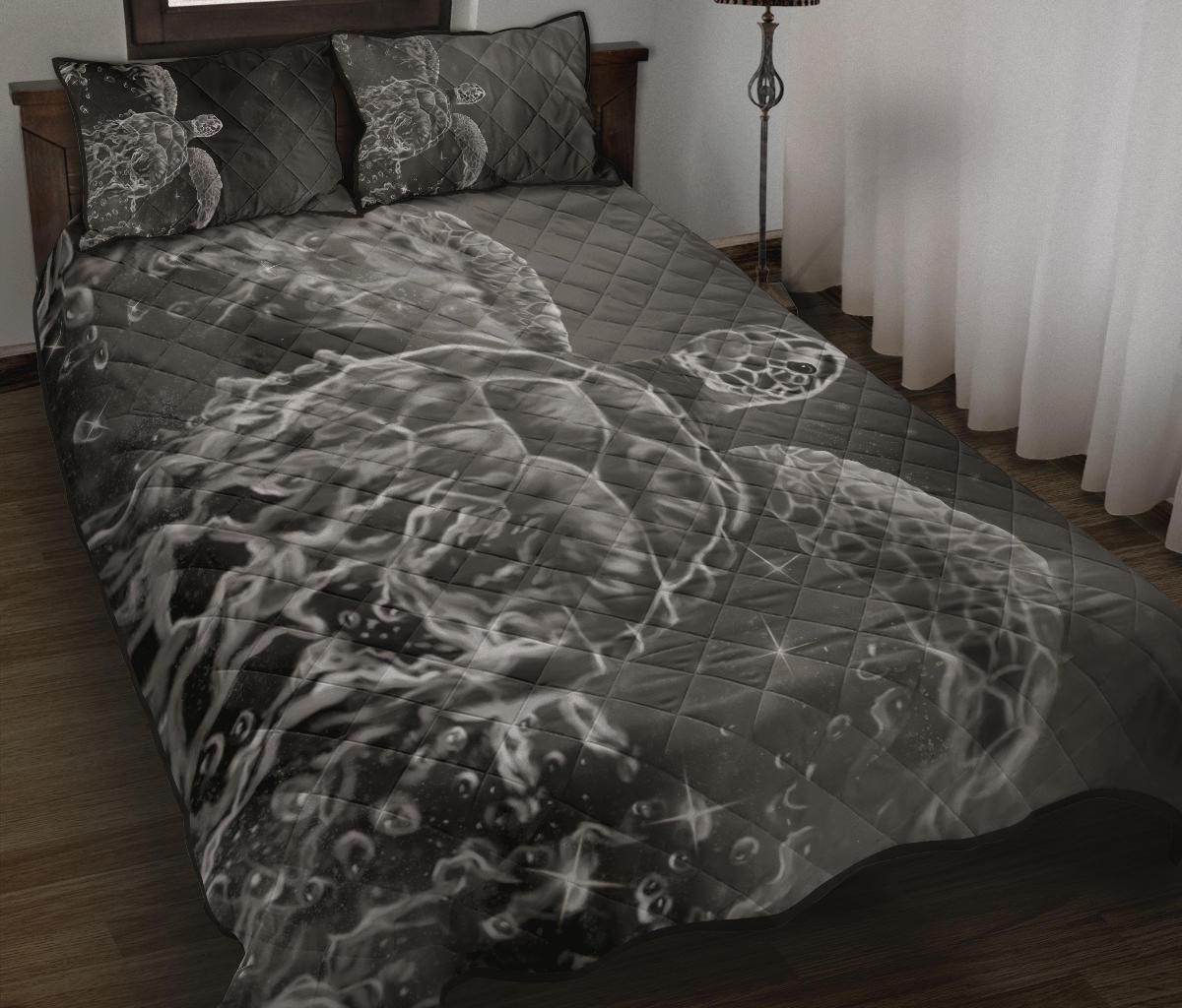 Hawaii Sea Turtle Water Color Travel Galaxy Quilt Bed Set - AH - White - Polynesian Pride