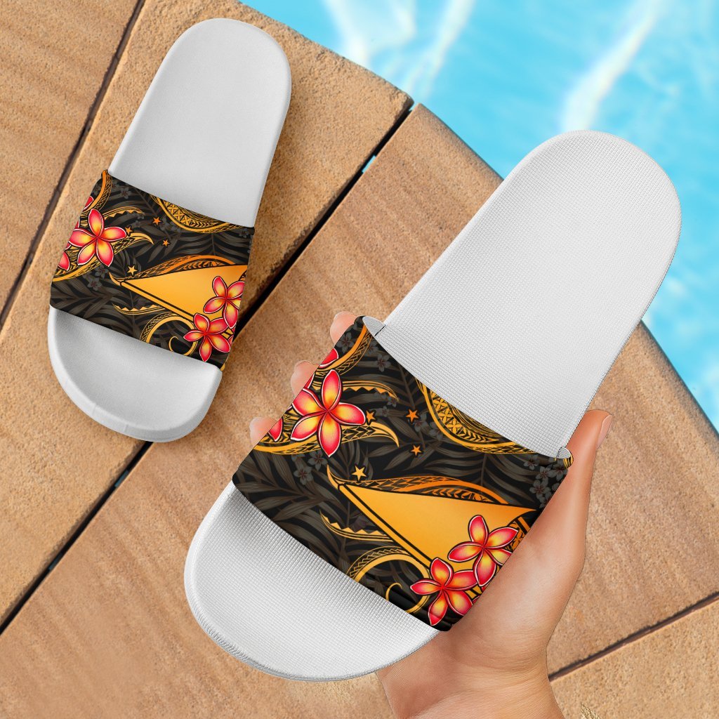Tokelau Slide Sandals - Gold Plumeria - Polynesian Pride