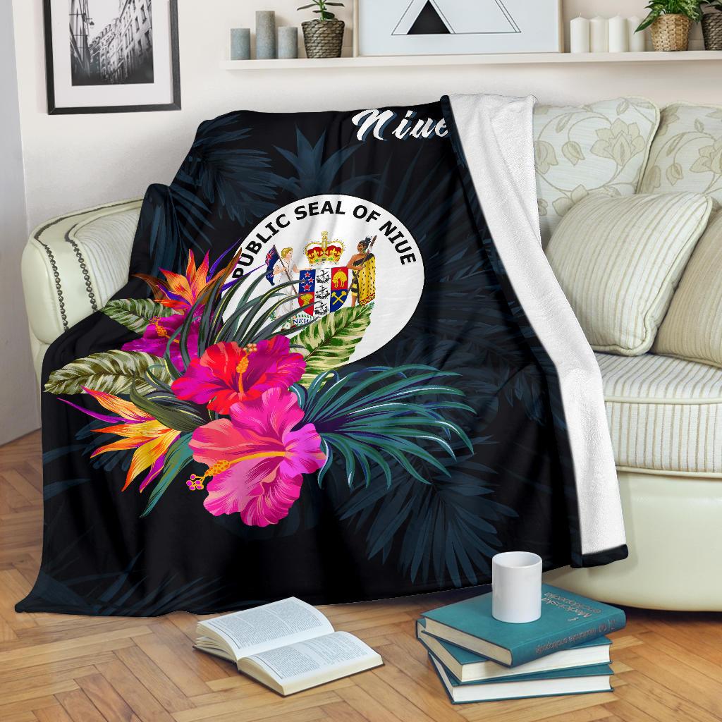 Niue Polynesian Premium Blanket - Tropical Flower White - Polynesian Pride