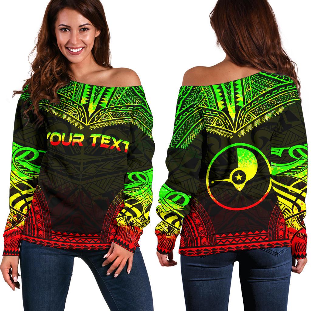 Yap Polynesian Chief Custom Personalised Women's Off Shoulder Sweater - Reggae Version Art - Polynesian Pride