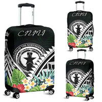 CNMI Luggage Covers - CNMI Coat of Arms & Polynesian Tropical Flowers White White - Polynesian Pride