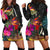 Vanuatu Women's Hoodie Dress - Hibiscus Polynesian Pattern Black - Polynesian Pride