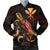 Hawaii Polynesian Men's Bomber Jacket - Turtle With Blooming Hibiscus Gold Gold - Polynesian Pride