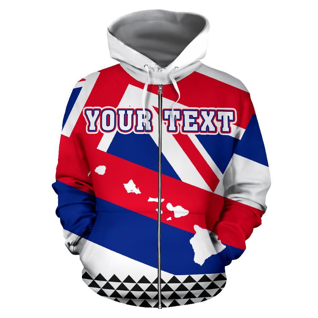 Hawaii Flag Poly Tribal Custom Zipper Hoodie - Polynesian Pride
