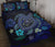 Hawaiian Blue Ocean Honu And Flowers Quilt Bed Set Blue - Polynesian Pride