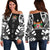 Fiji Women's Off Shoulder Sweater - Polynesian Tattoo Black Black - Polynesian Pride