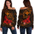 Polynesian Hawaii Kanaka Maoli Women's Off Shoulder Sweater - Humpback Whale with Hibiscus (Golden) Golden - Polynesian Pride