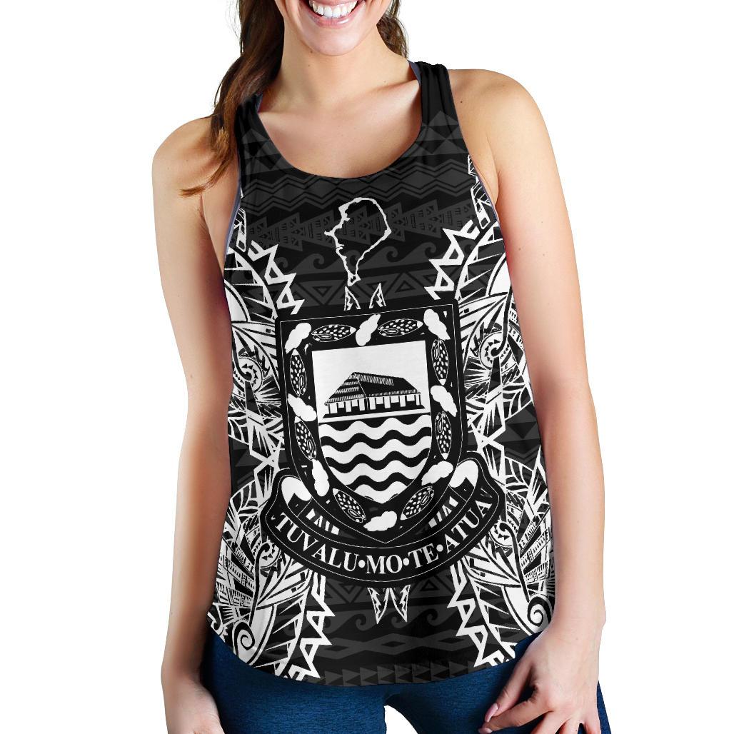 Tuvalu Polynesian Women Tank Top Map Black Black - Polynesian Pride