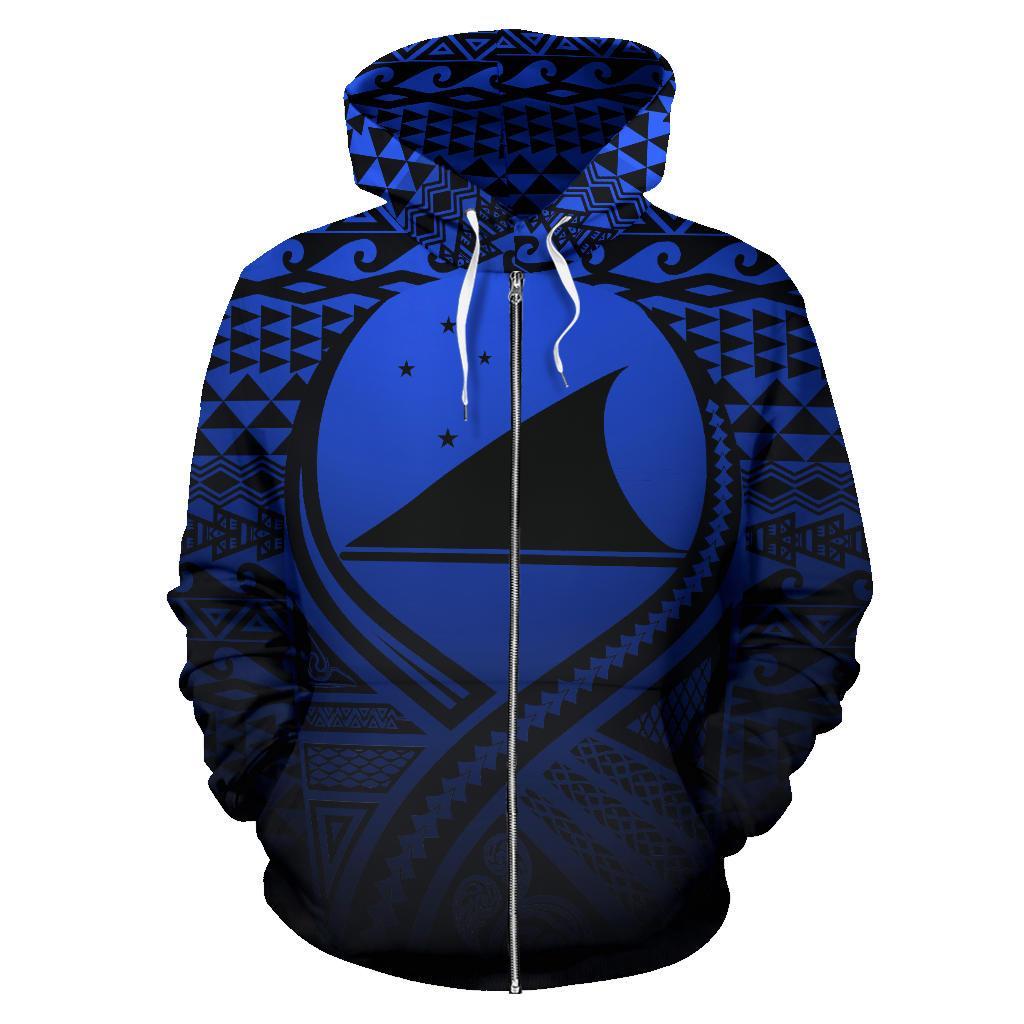 Tokelau All Over Zip up Hoodie Lift up Blue - Polynesian Pride