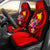Papua New Guinea Polynesian Custom Personalised Car Seat Covers - Floral With Seal Red Universal Fit Red - Polynesian Pride