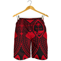Guam Polynesian Men's Shorts - Guam Red Seal with Polynesian Tattoo - Polynesian Pride