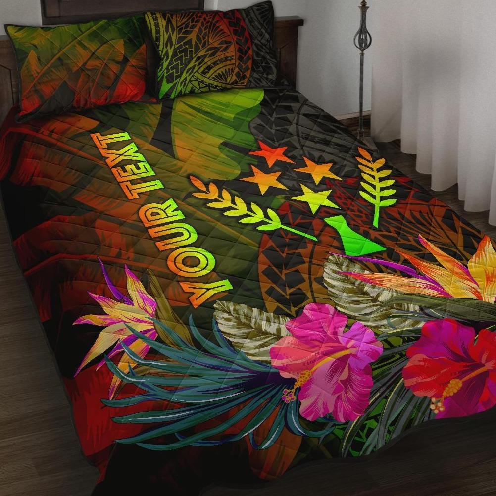 Kosrae Polynesian Personalised Quilt Bed Set - Hibiscus and Banana Leaves Art - Polynesian Pride