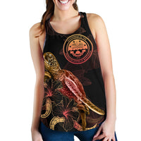 Federated States of Micronesia Polynesian Women Tank Top - Turtle With Blooming Hibiscus Gold - Polynesian Pride