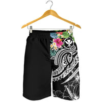 Polynesian Hawaii Kanaka Maoli Men's Shorts - Summer Plumeria (Black) - Polynesian Pride