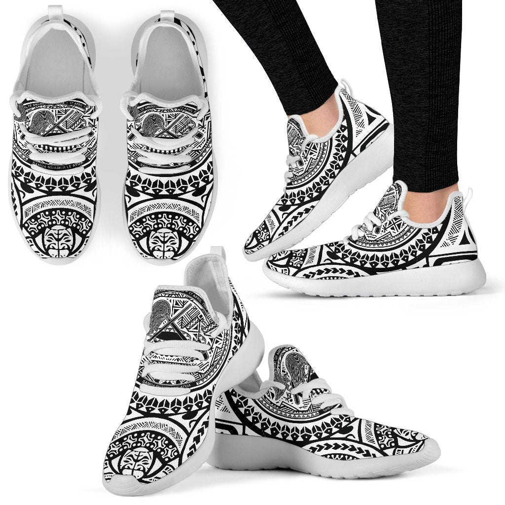 American Samoa Polynesian Tattoo Mesh Knit Sneakers White White - Polynesian Pride