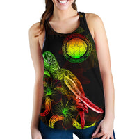 CNMI Polynesian Women Tank Top - Turtle With Blooming Hibiscus Reggae - Polynesian Pride