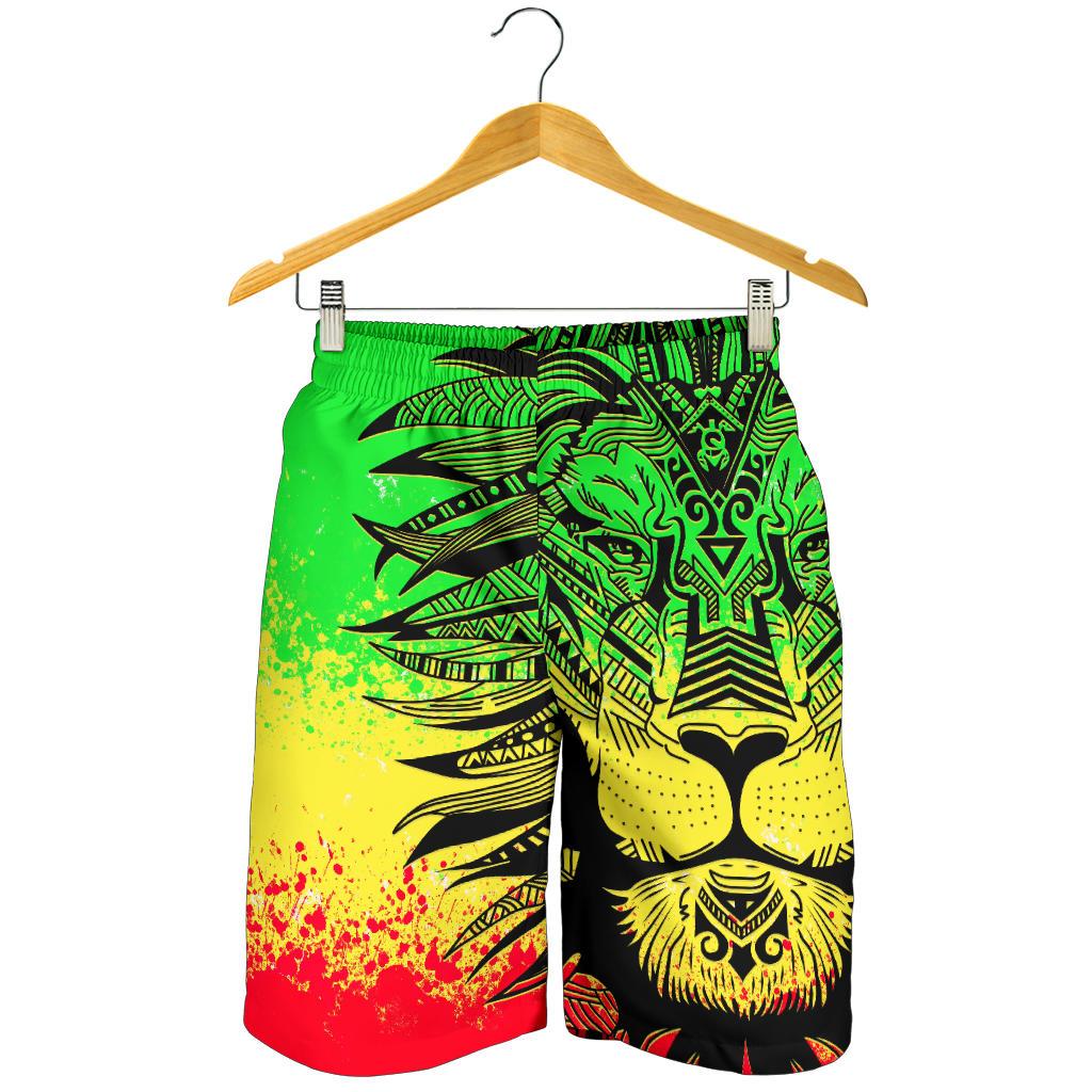 Lion Polynesian All Over Print Men's Shorts - Reggae Style Reggae - Polynesian Pride