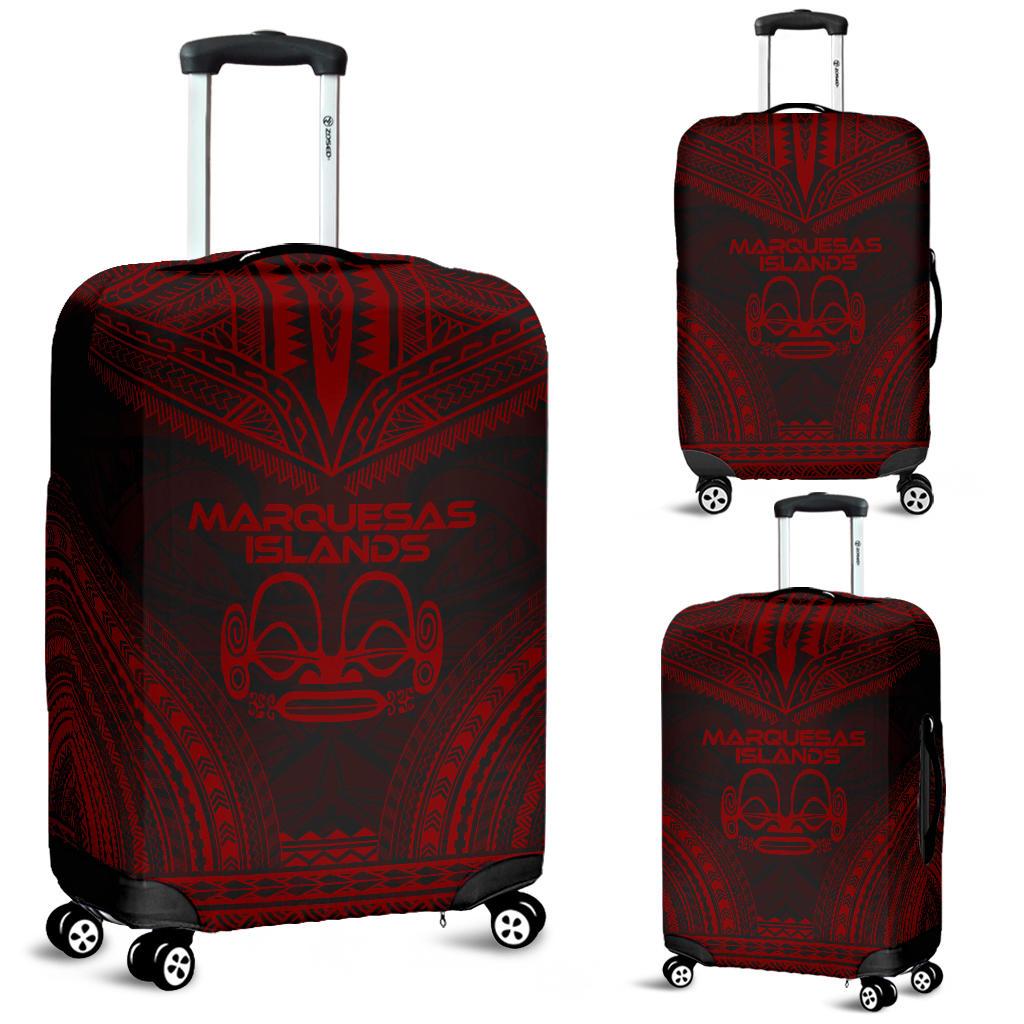 Marquesas Islands Polynesian Chief Luggage Cover - Red Version Red - Polynesian Pride