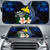 Polynesian Papua New Guinea Sun Shades - Turtle With Plumeria Flowers Auto Sun Shade Universal Fit Blue - Polynesian Pride