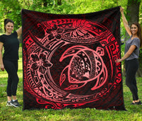 Hawaiian Turtle Polynesian Red Premium Quilt Red - Polynesian Pride