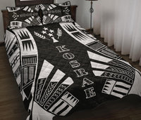 Kosrae Quilt Bed Set - Kosrae Flag Polynesian White Tattoo Style - Polynesian Pride