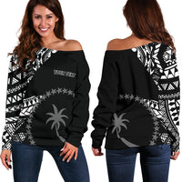 Chuuk Personalised Custom Women's Off Shoulder Sweater - Micronesian Pattern Flash Black Black - Polynesian Pride