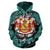 Polynesian Kanaka Maoli Royal Coat of Arms Hawaii Hoodie Turquoise - Polynesian Pride