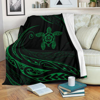 Hawaii Turtle Hibicus Premium Blanket - Frida Style - Green - Polynesian Pride