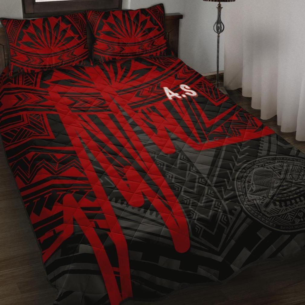 American Samoa Quilt Bed Set - Seal With Polynesian Pattern Heartbeat Style (Red) Red - Polynesian Pride