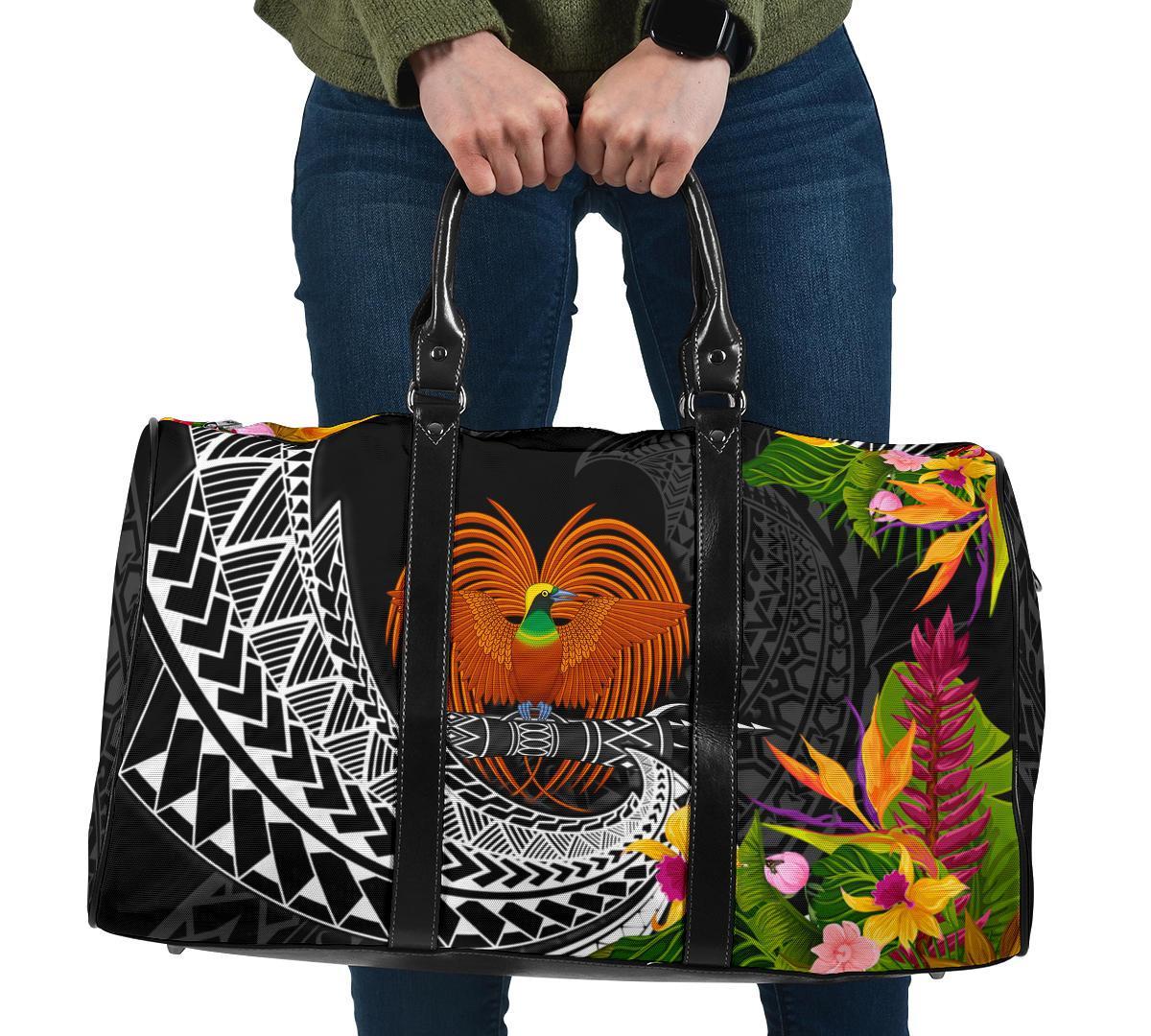 Papua New Guinea Travel Bag - Seal Spiral Polynesian Patterns Travel Bag - Black - Papua New Guinea One size Black - Polynesian Pride
