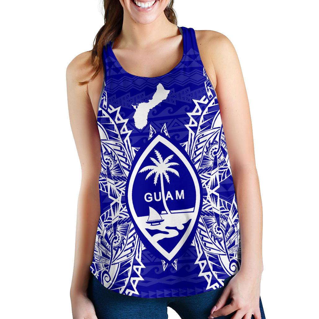 Guam Polynesian Women Tank Top Map Blue Blue - Polynesian Pride
