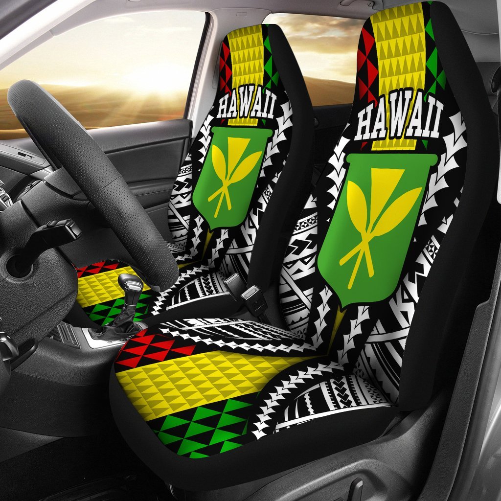 Hawaii Car Seat Covers - Hawaii Kanaka Maoli Flag Special - A0 Universal Fit Black - Polynesian Pride