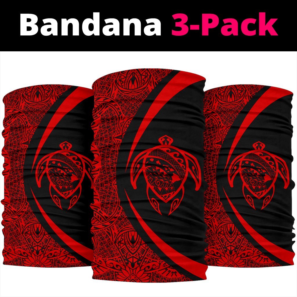 Hawaiian Bandana Turtle Map Polynesian Bandana 3-Pack - Circle Style Red - Polynesian Pride