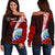 Federated States Of Micronesia Custom Personalised Women's Off Shoulder Sweater - Coat Of Arm With Hibiscus Red - Polynesian Pride