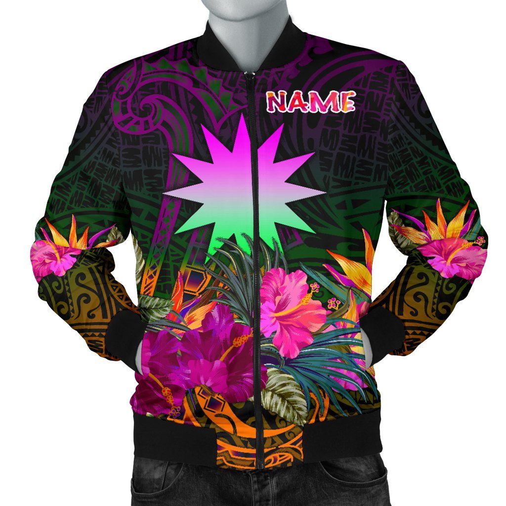 Nauru Personalised Men's Bomber Jacket - Summer Hibiscus Reggae - Polynesian Pride
