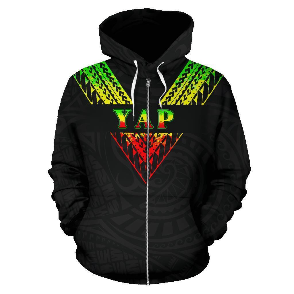 Yap All Over Zip up Hoodie Reggae Color Sailor Style - Polynesian Pride