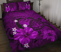 Hawaii Turtle Poly Tribal Quilt Bed Set - Purple - Polynesian Pride