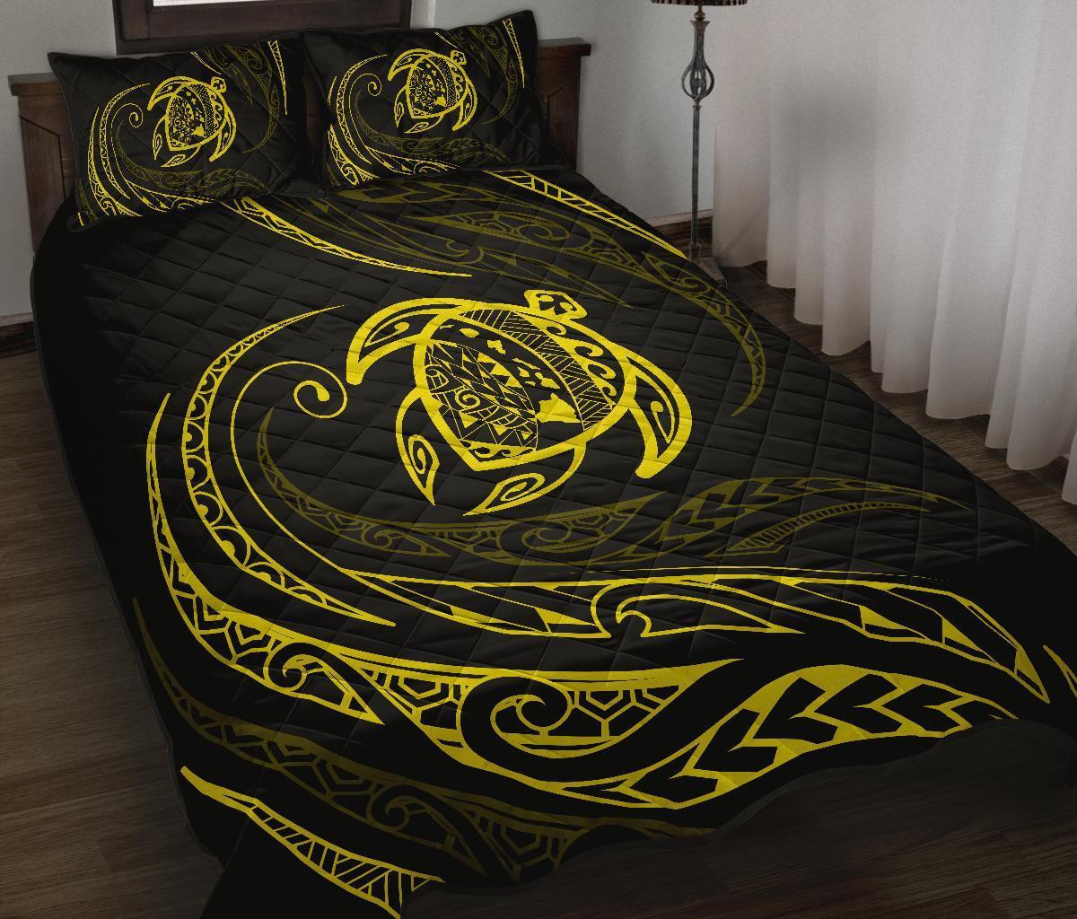 Hawaii Turtle Quilt Bed Set - Yellow - Frida Style - Polynesian Pride