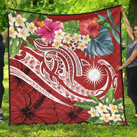 Marshall Islands Polynesian Premium Quilt - Summer Plumeria (Red) - Polynesian Pride