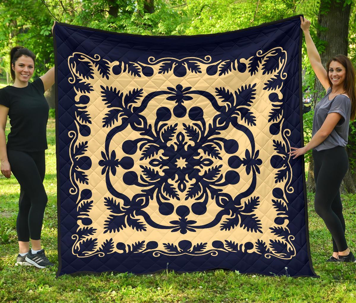 Hawaii Premium Quilt Royal Pattern - Indigo Indigo - Polynesian Pride