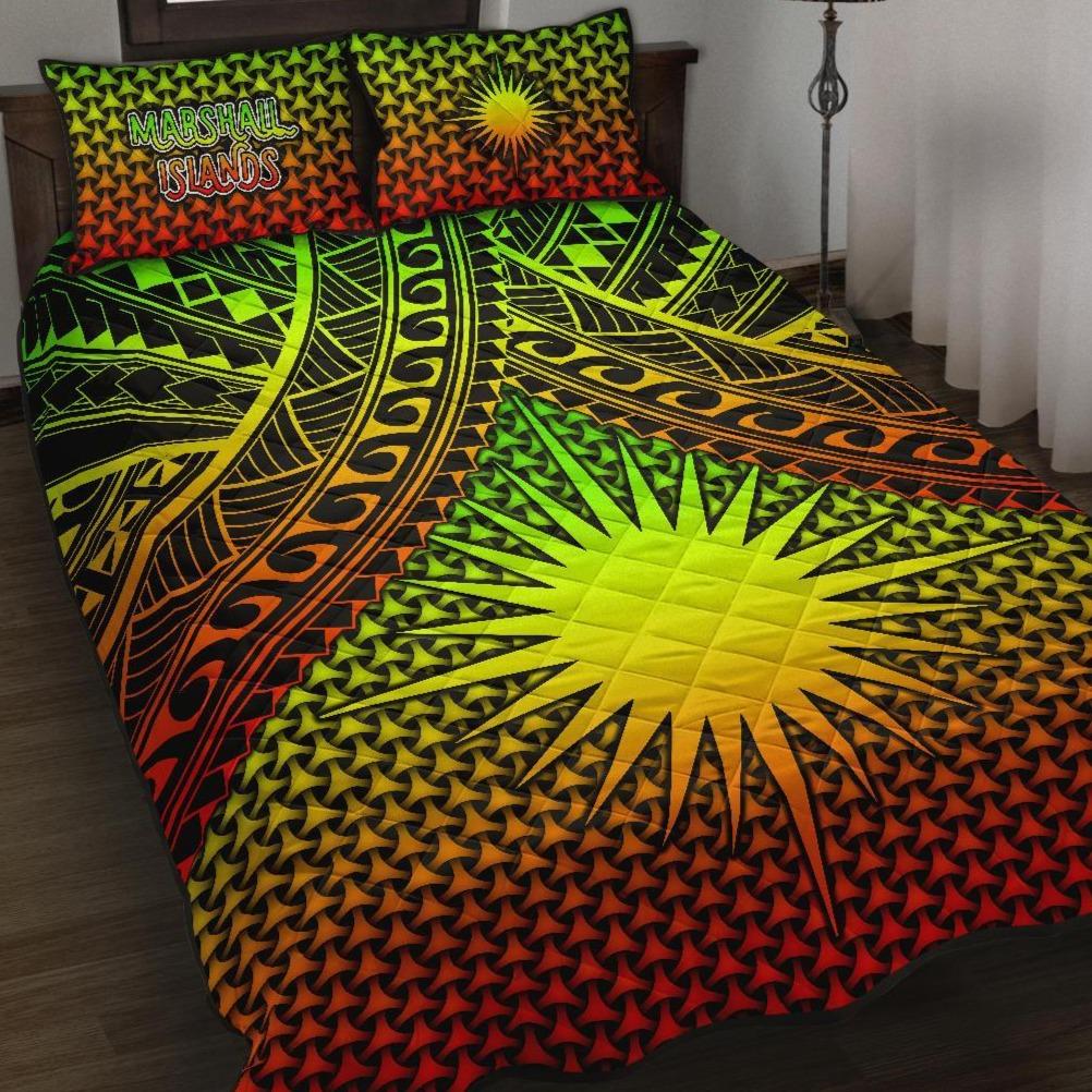 Polynesian Marshall Islands Quilt Bed Set - Reggae Vintage Polynesian Patterns Art - Polynesian Pride