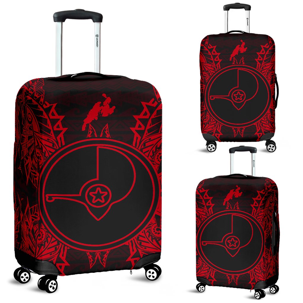 Yap Polynesian Luggage Cover Map Red Red - Polynesian Pride