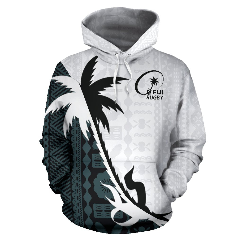 Fiji Rugby Tapa Hoodie Fiji Rugby Coat of Arms Coconut Tree - Polynesian Pride