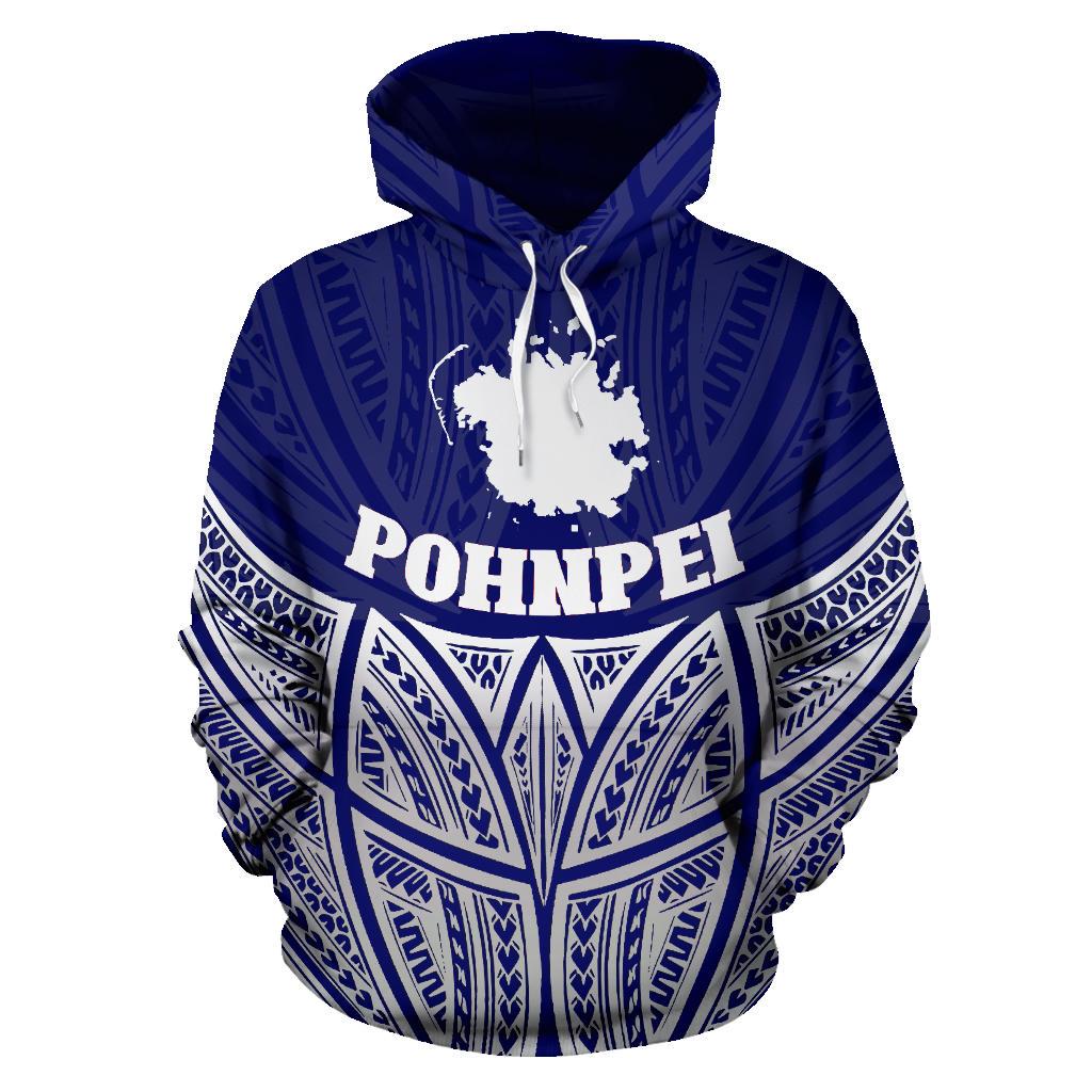 Pohnpei Polynesian Hoodie Blue Pride Map nd Seal - Polynesian Pride