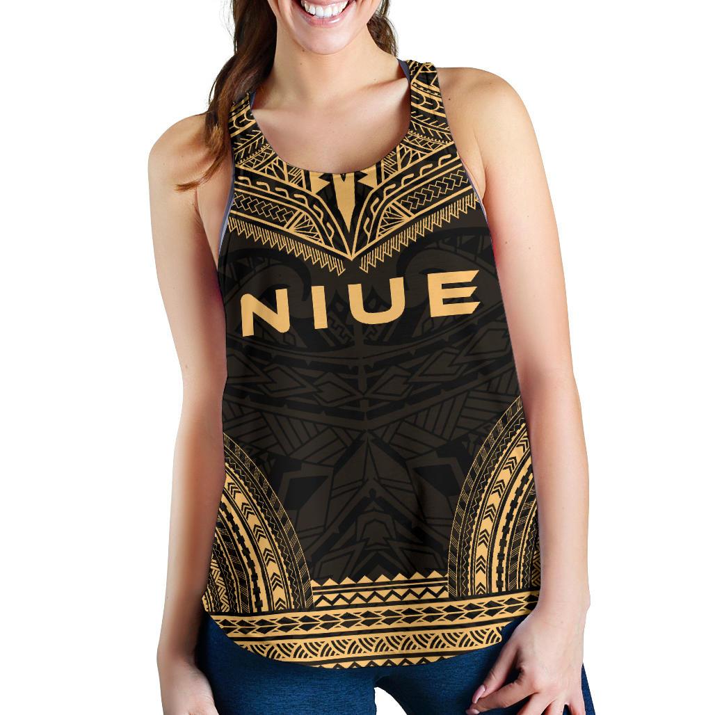 Niue Women's Racerback Tank - Polynesian Chief Gold Version Gold - Polynesian Pride