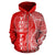 Samoa Polynesian Custom Zip up Hoodie Coconut Red White - Polynesian Pride