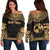 Tonga Polynesian Chief Custom Personalised Women's Off Shoulder Sweater - Gold Version Gold - Polynesian Pride