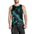 Niue Polynesian Men Tank Top - Turtle With Blooming Hibiscus Tuquoise - Polynesian Pride