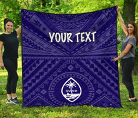 Guam Personalised Premium Quilt - Guam Seal With Polynesian Tattoo Style (Blue) - Polynesian Pride